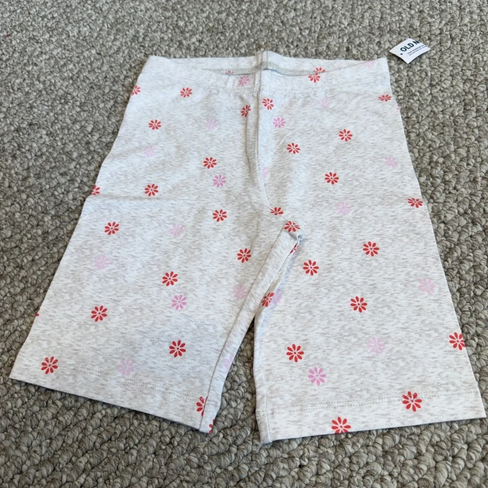 Old Navy Girls Heathered Oatmeal Floral‎ Daisy Biker Shorts Size L 10-12 NWT